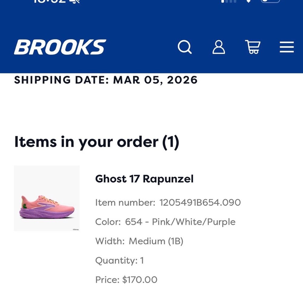 ✨NIB✨ Brooks x runDisney Ghost 17 Rapunzel, Size 9 - Picture 6 of 7